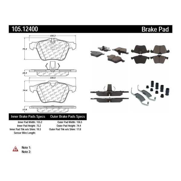 Centric Posi Quiet™ Ceramic Front Disc Brake Pads 105.12400