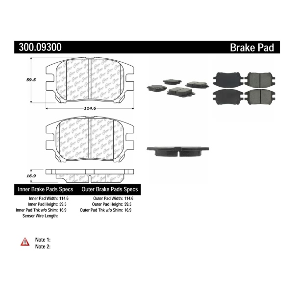 Centric Premium™ Semi-Metallic Brake Pads With Shims And Hardware 300.09300