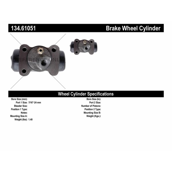 Centric Premium Rear Passenger Side Drum Brake Wheel Cylinder 134.61051