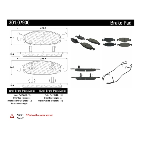 Centric Premium Ceramic Front Disc Brake Pads 301.07900