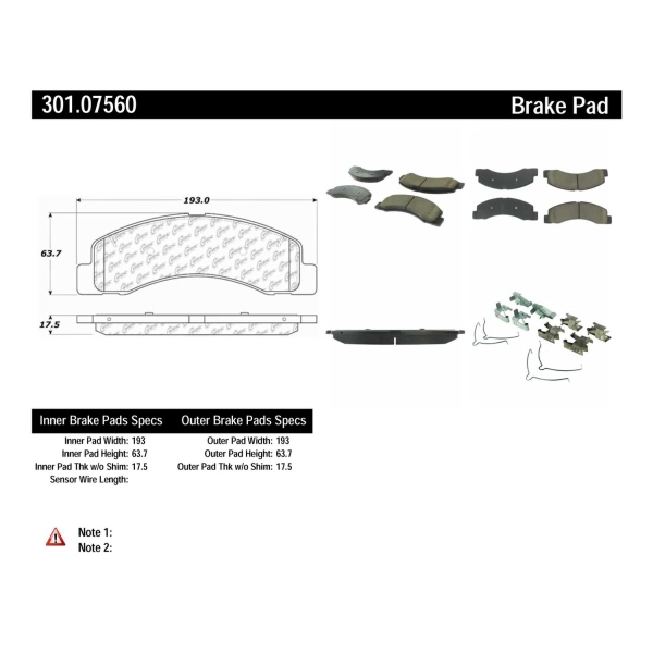 Centric Premium Ceramic Front Disc Brake Pads 301.07560