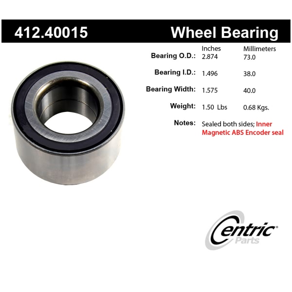 Centric Premium™ Front Driver Side Double Row Wheel Bearing 412.40015
