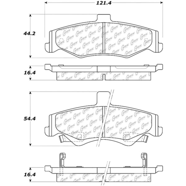 Centric Posi Quiet™ Extended Wear Semi-Metallic Rear Disc Brake Pads 106.07500