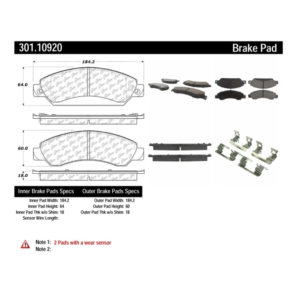 Centric Premium Ceramic Front Disc Brake Pads 301.10920