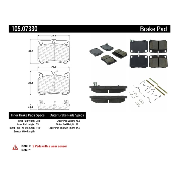 Centric Posi Quiet™ Ceramic Rear Disc Brake Pads 105.07330