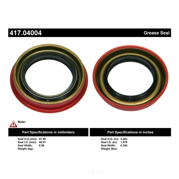 Centric Premium™ Rear Wheel Seal 417.04004