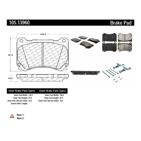 Centric Posi Quiet™ Ceramic Front Disc Brake Pads 105.13960