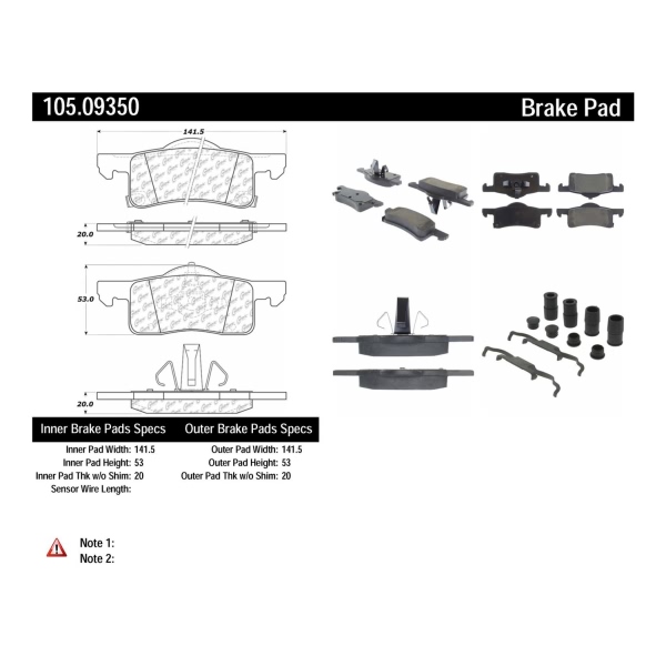Centric Posi Quiet™ Ceramic Rear Disc Brake Pads 105.09350