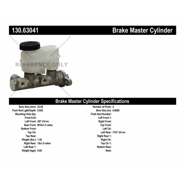 Centric Premium Brake Master Cylinder 130.63041