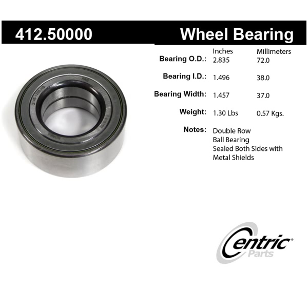 Centric Premium™ Front Passenger Side Double Row Wheel Bearing 412.50000