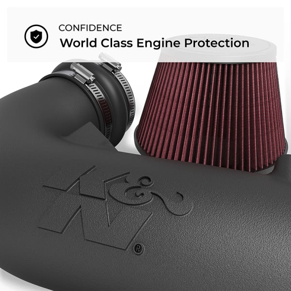 K&N 63 Series AirCharger® High-Density Polyethylene Black Cold Air Intake System with Red Filter 63-1561