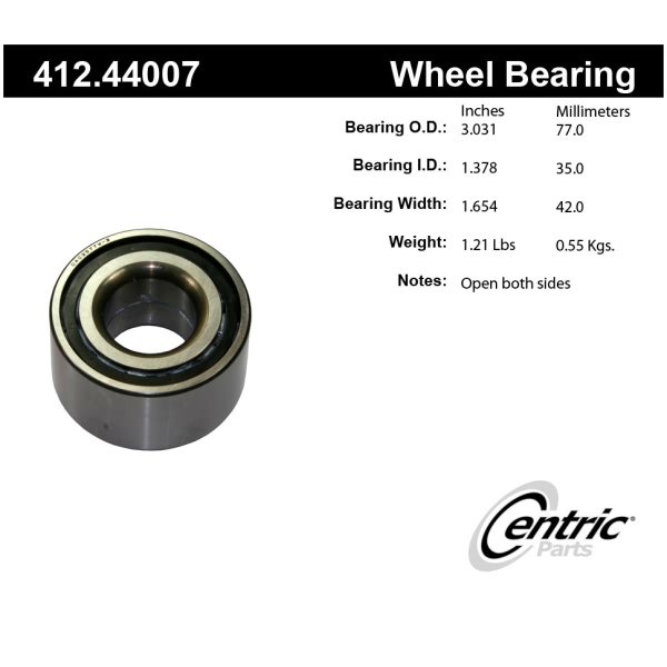 Centric Premium™ Front Driver Side Double Row Wheel Bearing 412.44007