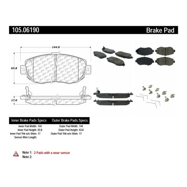 Centric Posi Quiet™ Ceramic Front Disc Brake Pads 105.06190