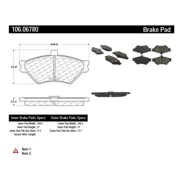 Centric Posi Quiet™ Extended Wear Semi-Metallic Front Disc Brake Pads 106.06780