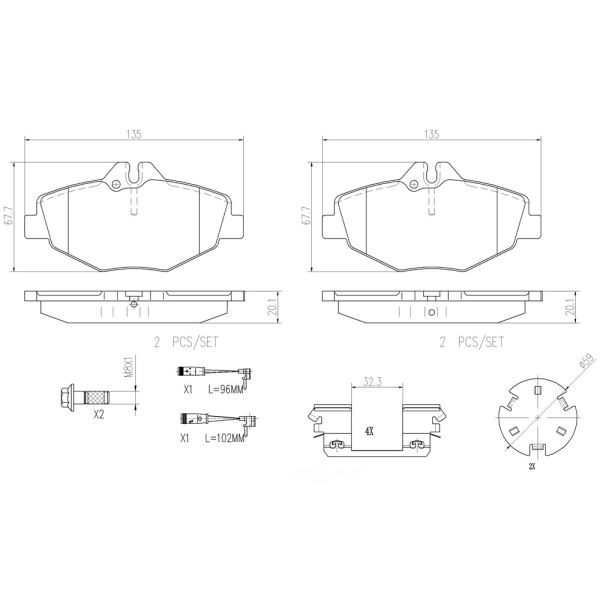 brembo Premium Ceramic Front Disc Brake Pads P50049N