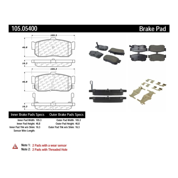 Centric Posi Quiet™ Ceramic Rear Disc Brake Pads 105.05400