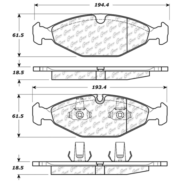 Centric Posi Quiet™ Extended Wear Semi-Metallic Front Disc Brake Pads 106.06400