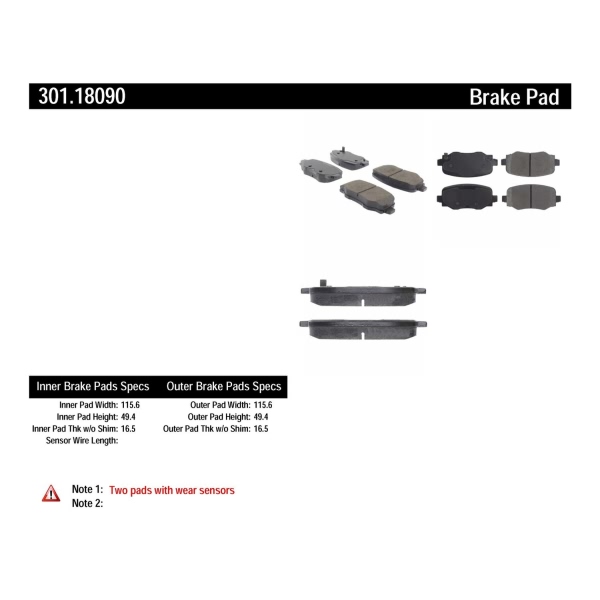Centric Premium Ceramic Rear Disc Brake Pads 301.18090