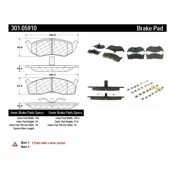 Centric Premium Ceramic Front Disc Brake Pads 301.05910