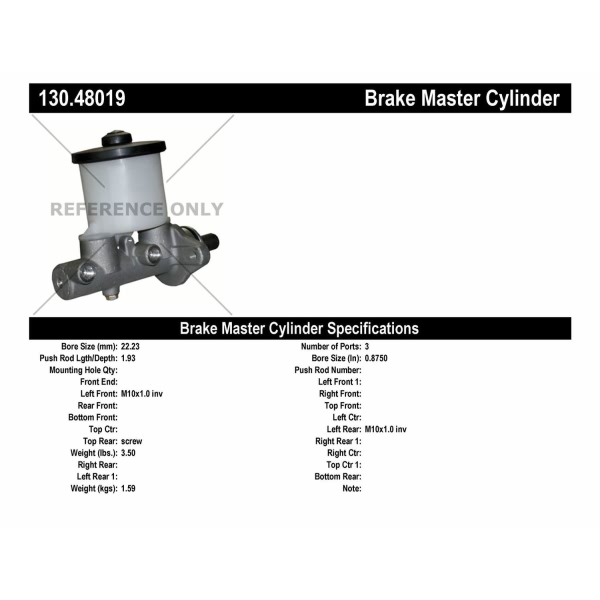 Centric Premium Brake Master Cylinder 130.48019
