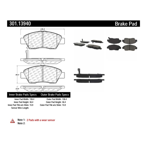 Centric Premium Ceramic Front Disc Brake Pads 301.13940