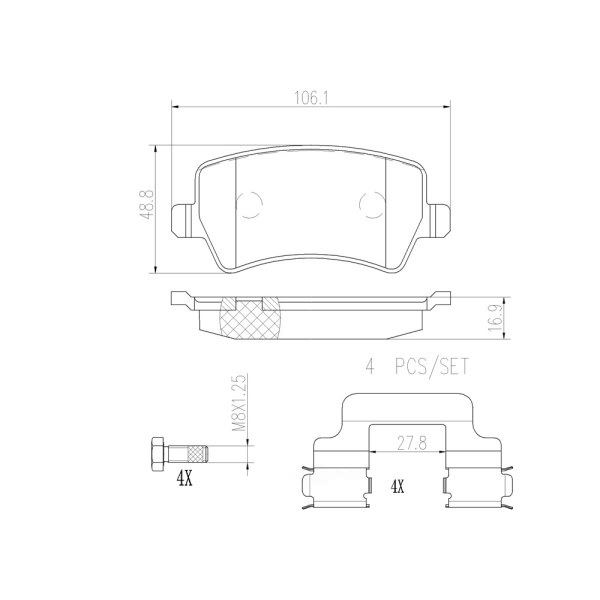 brembo Premium Ceramic Rear Disc Brake Pads P86021N