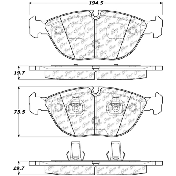 Centric Posi Quiet™ Semi-Metallic Front Disc Brake Pads 104.06820