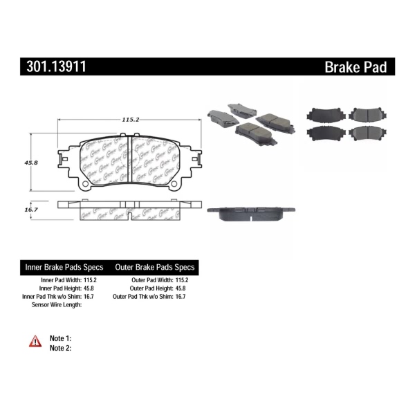 Centric Premium™ Ceramic Brake Pads With Shims And Hardware 301.13911