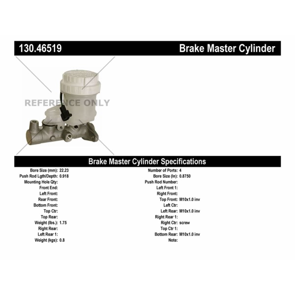 Centric Premium Brake Master Cylinder 130.46519