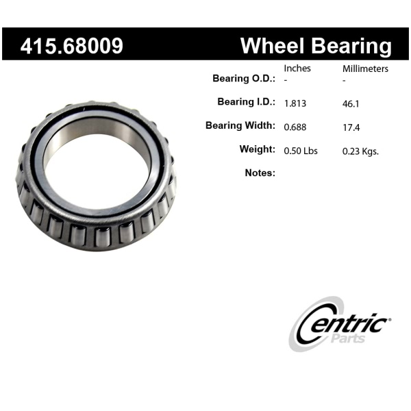 Centric Premium™ Rear Driver Side Outer Wheel Bearing 415.68009