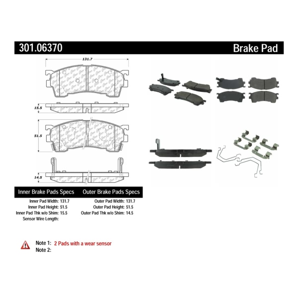 Centric Premium Ceramic Front Disc Brake Pads 301.06370