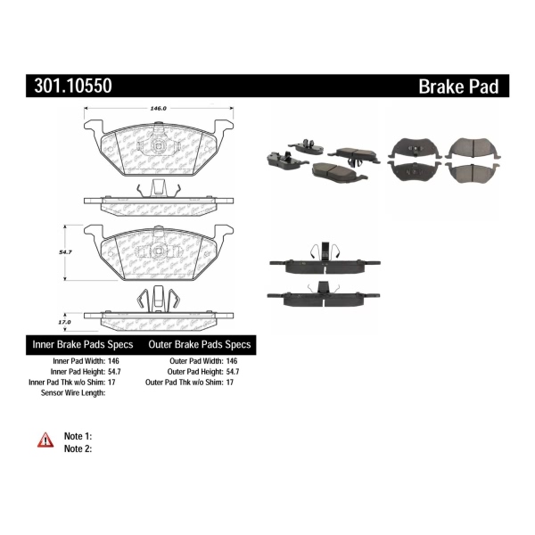 Centric Premium Ceramic Rear Disc Brake Pads 301.10550