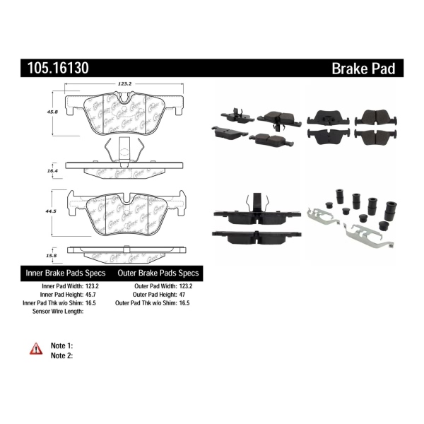 Centric Posi Quiet™ Ceramic Rear Disc Brake Pads 105.16130