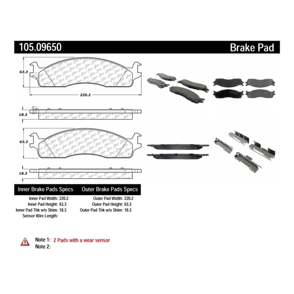 Centric Posi Quiet™ Ceramic Front Disc Brake Pads 105.09650