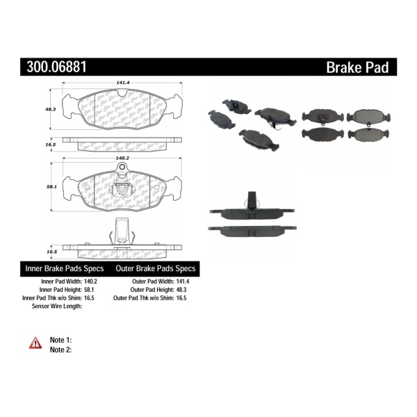 Centric Premium Semi-Metallic Rear Disc Brake Pads 300.06881