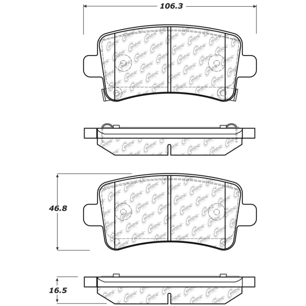 Centric Posi Quiet™ Semi-Metallic Rear Disc Brake Pads 104.14300