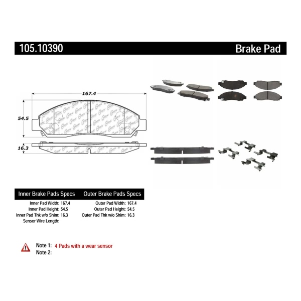 Centric Posi Quiet™ Ceramic Front Disc Brake Pads 105.10390