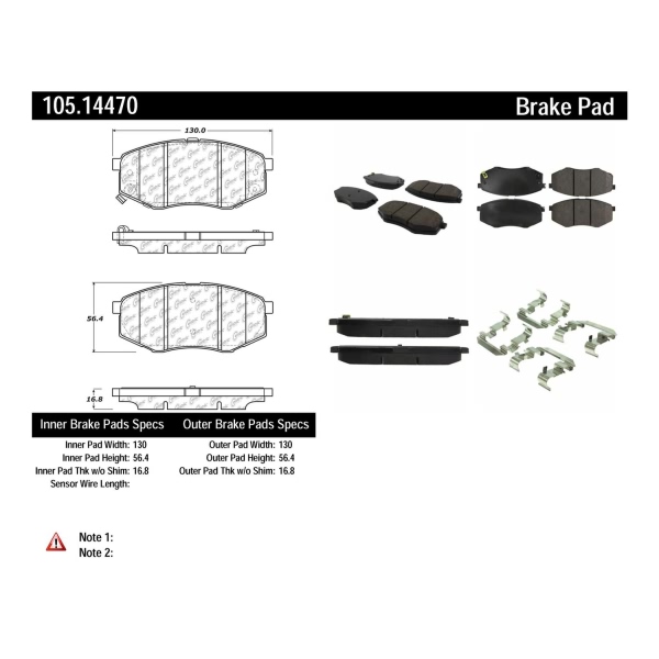 Centric Posi Quiet™ Ceramic Front Disc Brake Pads 105.14470