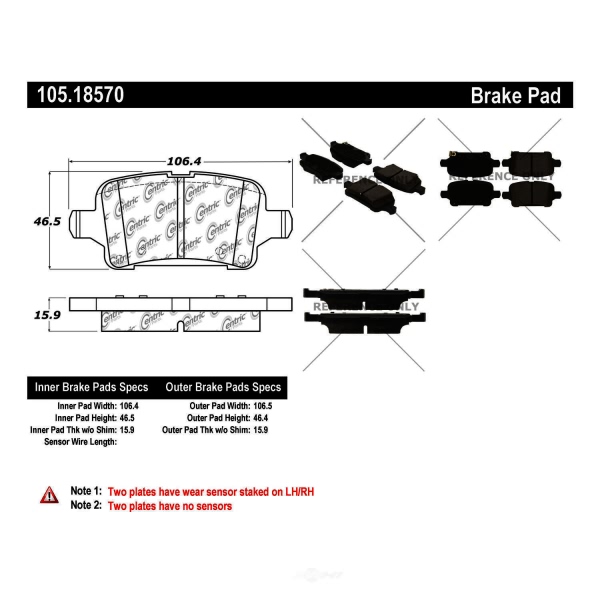 Centric Posi Quiet™ Ceramic Rear Disc Brake Pads 105.18570