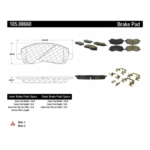 Centric Posi Quiet™ Ceramic Front Disc Brake Pads 105.08660