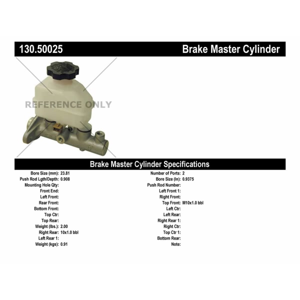 Centric Premium Brake Master Cylinder 130.50025