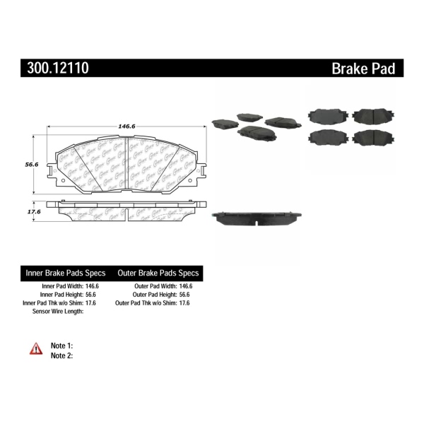 Centric Premium™ Semi-Metallic Brake Pads With Shims And Hardware 300.12110