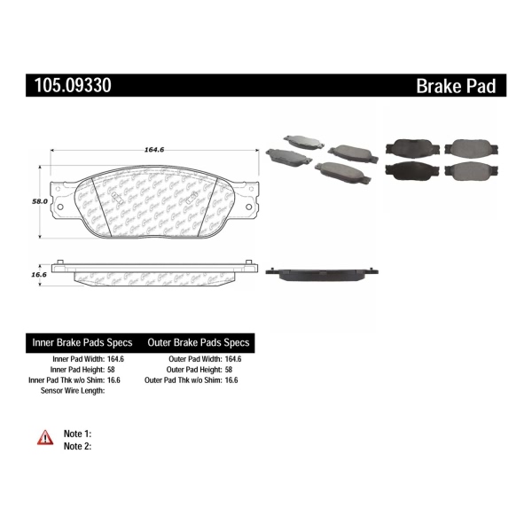 Centric Posi Quiet™ Ceramic Front Disc Brake Pads 105.09330