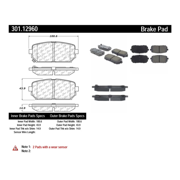 Centric Premium Ceramic Rear Disc Brake Pads 301.12960