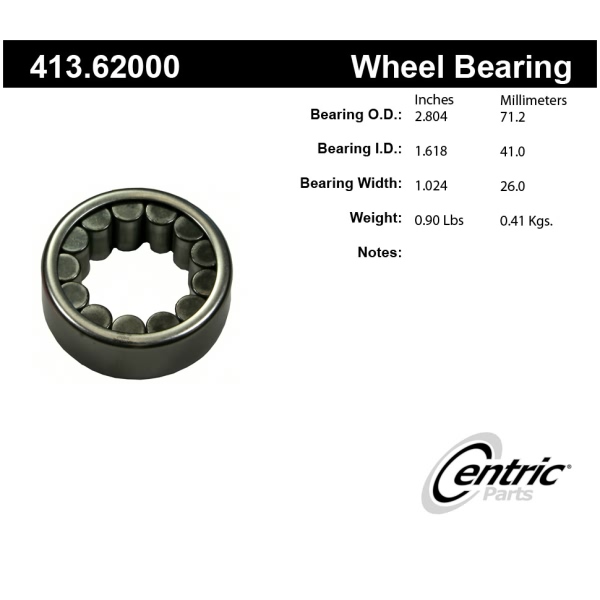 Centric Premium™ Rear Driver Side Wheel Bearing 413.62000
