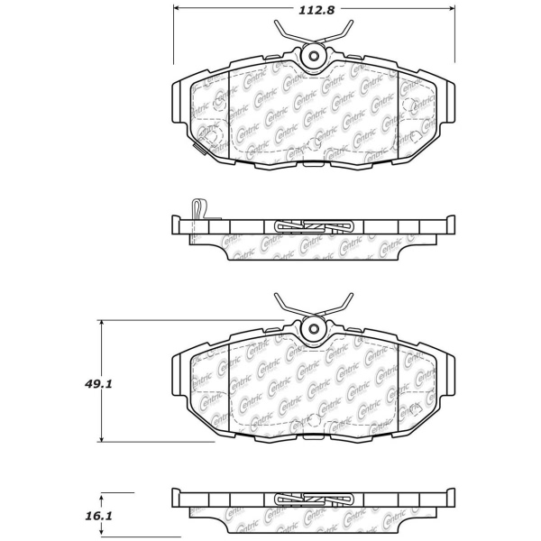 Centric Posi Quiet™ Extended Wear Semi-Metallic Rear Disc Brake Pads 106.14650