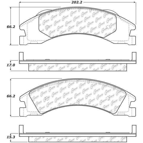 Centric Premium Semi-Metallic Rear Disc Brake Pads 300.13290