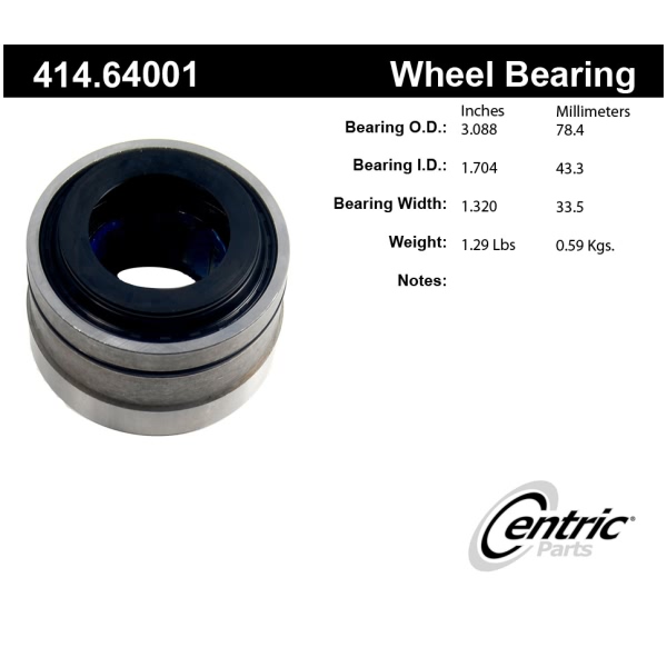 Centric Premium™ Rear Axle Shaft Repair Bearing 414.64001