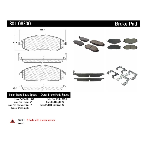 Centric Premium Ceramic Front Disc Brake Pads 301.08300