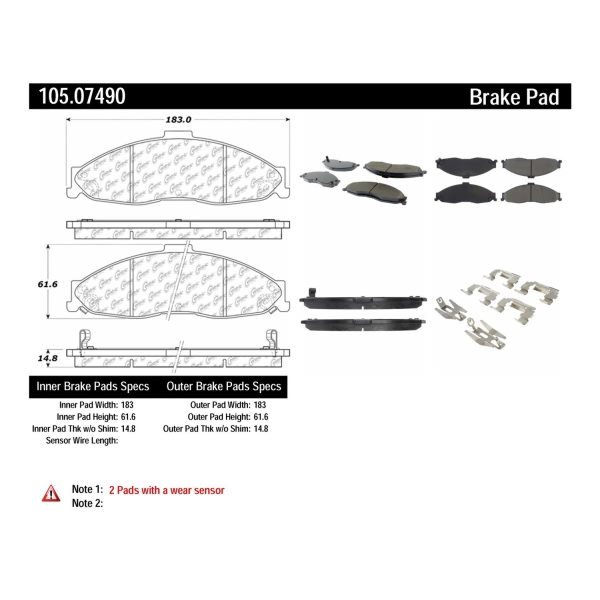 Centric Posi Quiet™ Ceramic Front Disc Brake Pads 105.07490